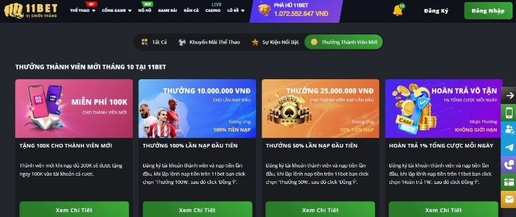 Người chơi tân thủ có thể tham gia chương trình khuyến mãi tại 11bet để nhận tiền cược miễn phí